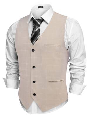 Waistcoat Business Vests (US Only), Light Khaki / XXL