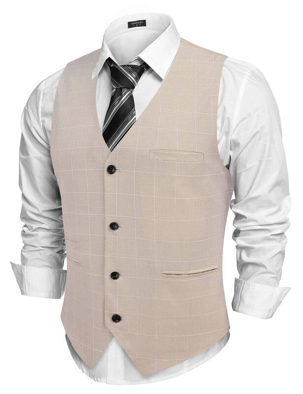 Waistcoat Business Vests (US Only), Light Khaki / XXL