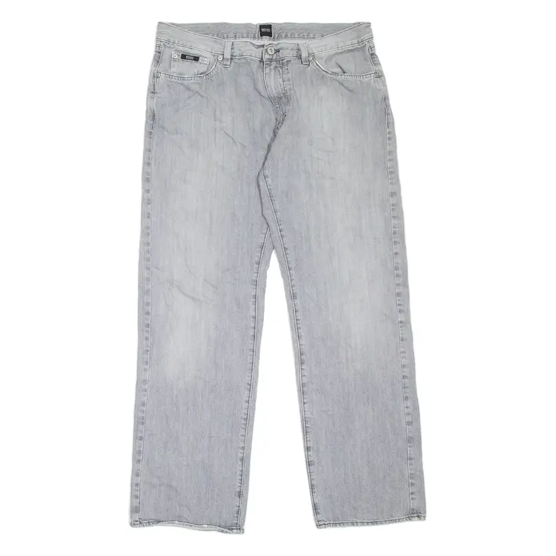 BOSS HUGO BOSS Mens Jeans Grey Regular Straight W34 L31