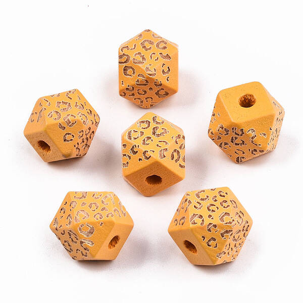 Painted Natural Wood Beads