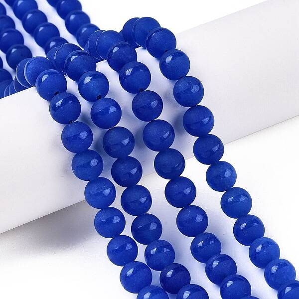 Frosted Natural White Jade Beads Strands