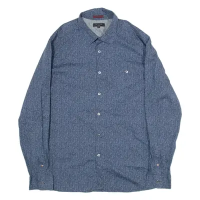 TED BAKER Mens Shirt Blue Floral Long Sleeve L