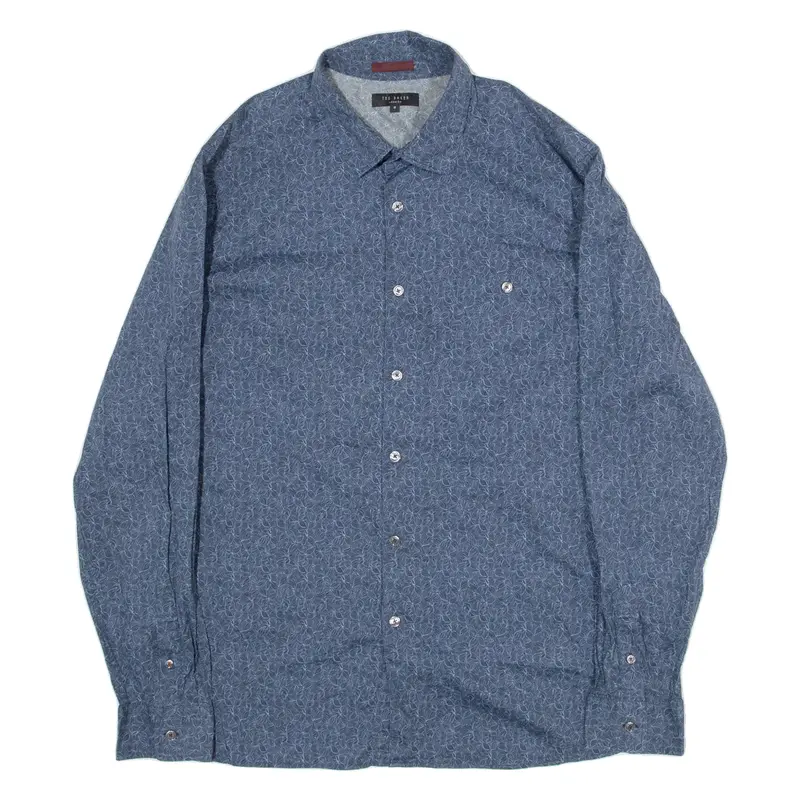 TED BAKER Mens Shirt Blue Floral Long Sleeve L