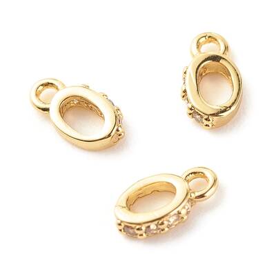 Brass Micro Pave Clear Cubic Zirconia Charms