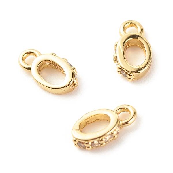 Brass Micro Pave Clear Cubic Zirconia Charms