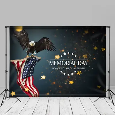 Bald Eagle USA Flag Glitter Bokeh Memorial Day Backdrop - Aperturee