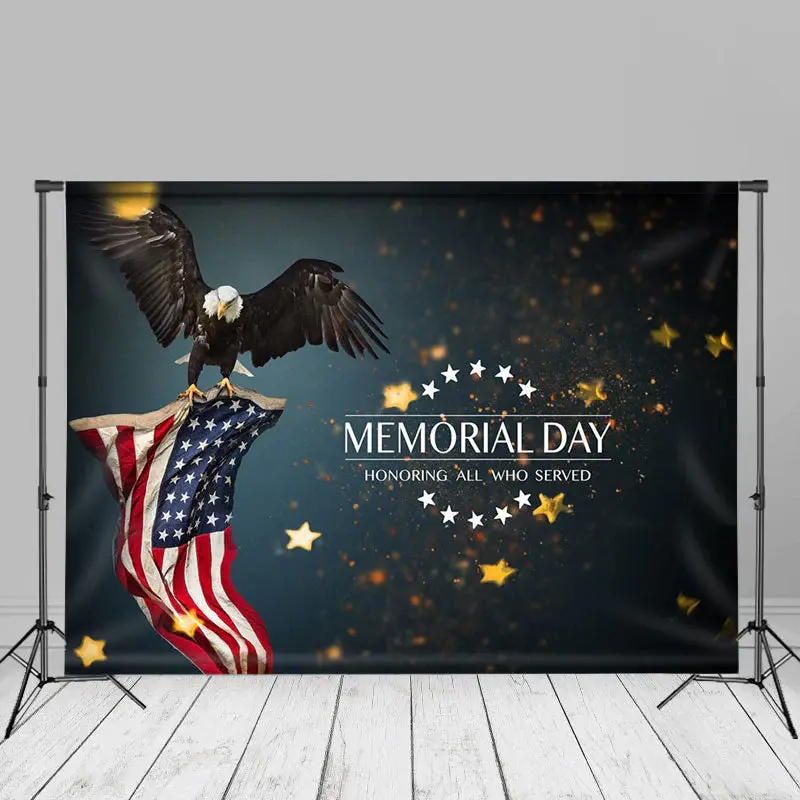 Bald Eagle USA Flag Glitter Bokeh Memorial Day Backdrop - Aperturee