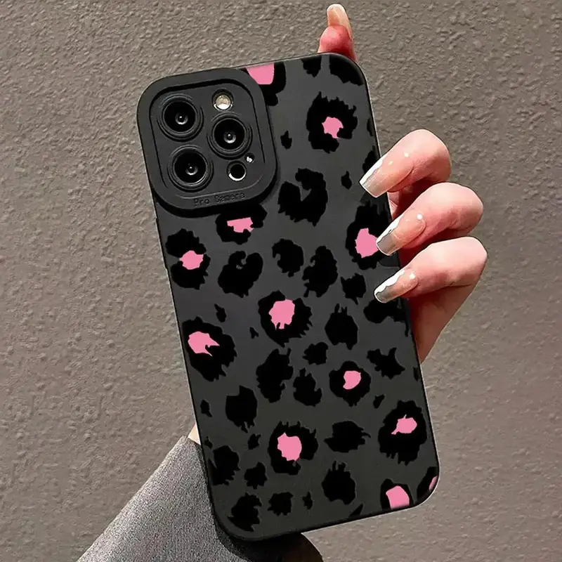 Pink Leopard Pattern Phone Case, All-inclusive Anti-fall Phone Case, Shockproof Cases Cover Phone Cases for iPhone X 11 12 13...