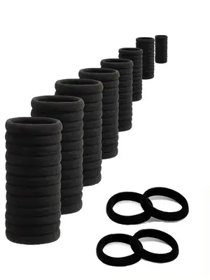 100pcs/set Summer High Stretch Ponytail Elastics Hair Tie, Casual Simple Plain Hair Tie, Daily Elastic Hair Accessory for Gir...