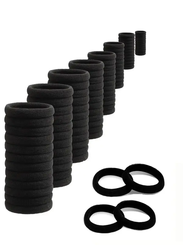 100pcs/set Summer High Stretch Ponytail Elastics Hair Tie, Casual Simple Plain Hair Tie, Daily Elastic Hair Accessory for Gir...