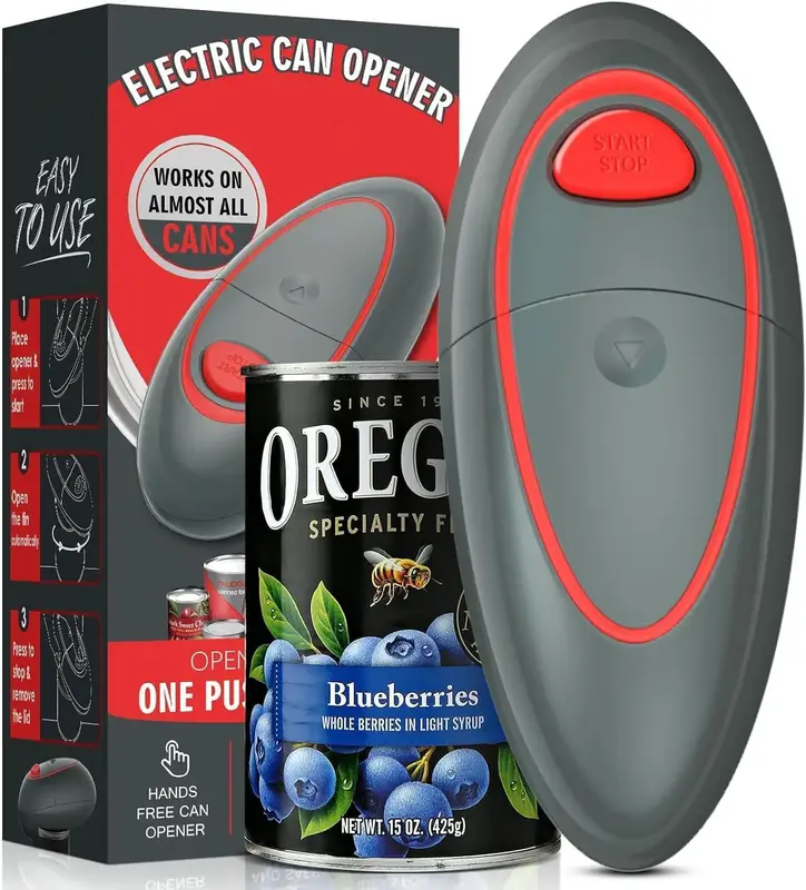 One Touch Electric Can Opener with Smooth Edge, Kitchen Gadget Automatic Can Opener for Seniors with Arthritis, Food Safety B...