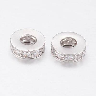Brass Micro Pave Cubic Zirconia European Beads