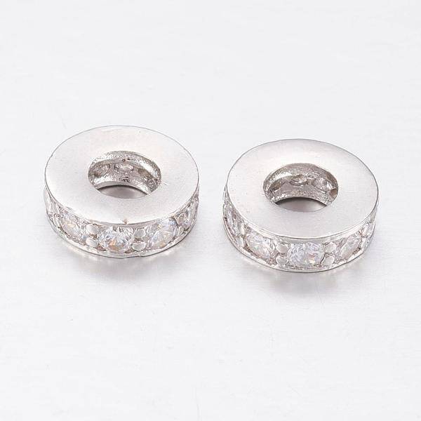Brass Micro Pave Cubic Zirconia European Beads