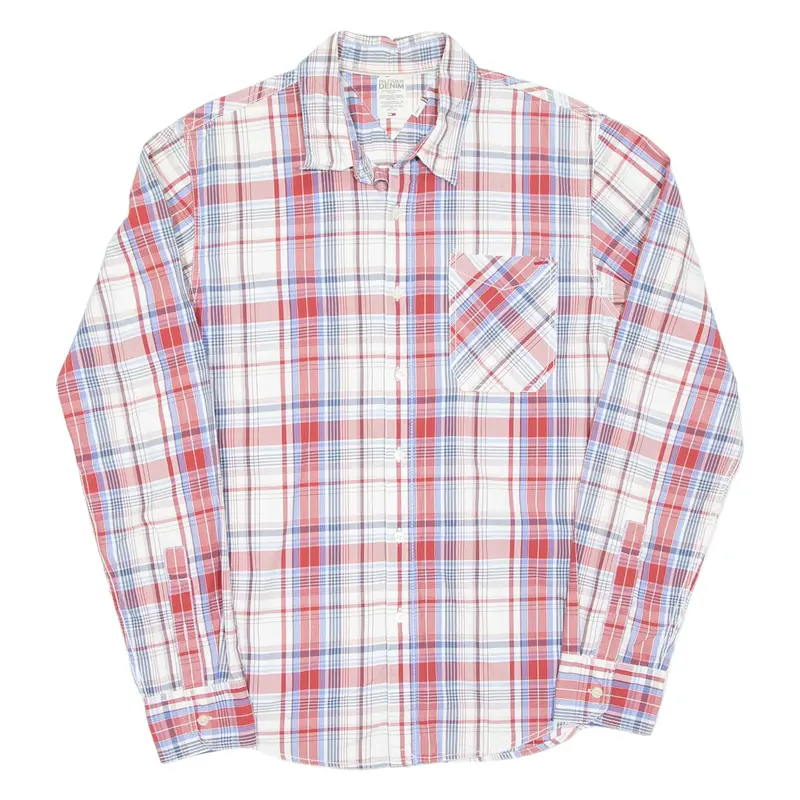 TOMMY HILFIGER Denim Mens Shirt Red Check Long Sleeve L