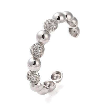 Brass Micro Pave Cubic Zirconia Cuff Bangle