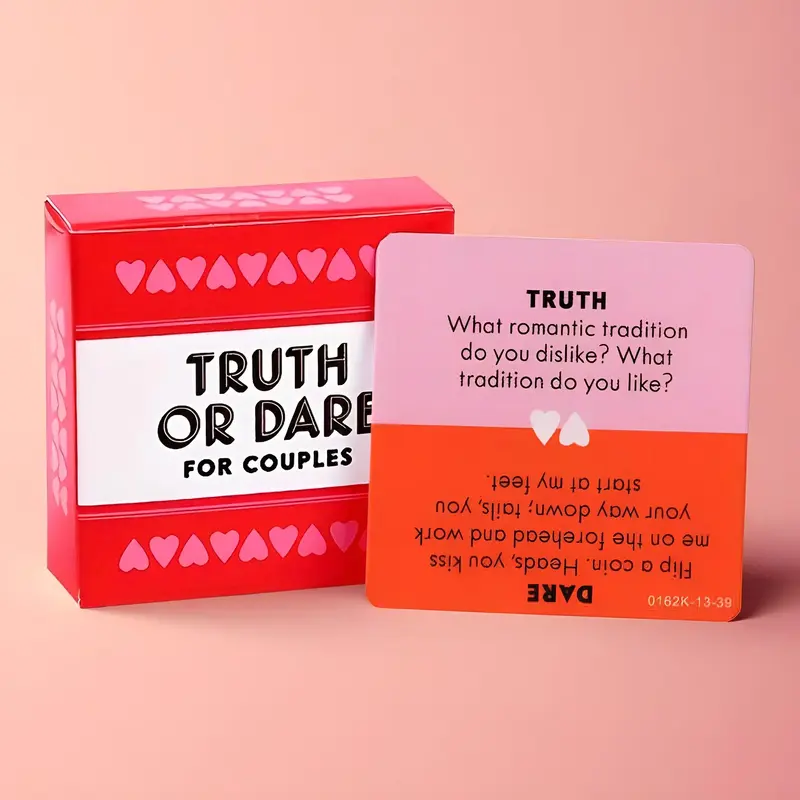 Truth Or Dare Themed Card Game, 1 Box Adult Couples & Family Game Cards, Party Game Supplies for Indoor & Outdoor