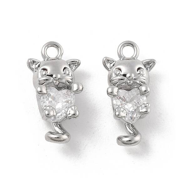 Brass Micro Pave Cubic Zirconia Pendants