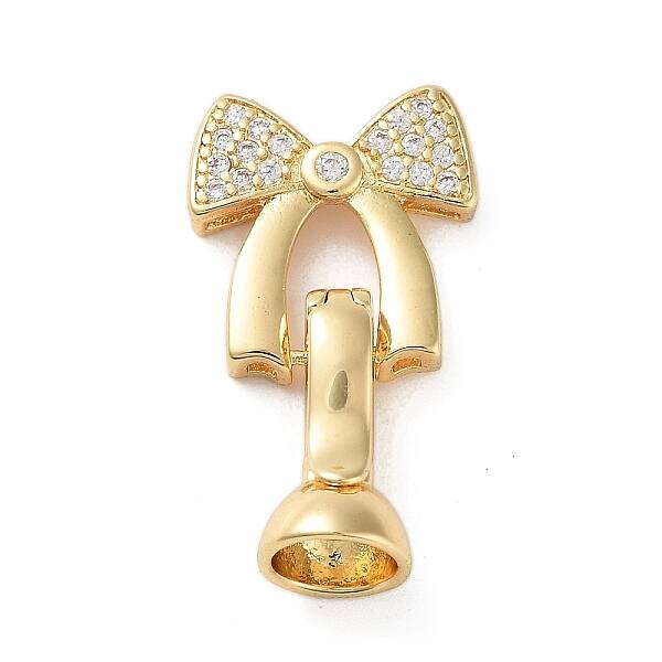 Rack Plating Brass Micro Pave Cubic Zirconia Ice Pick Pinch Bails