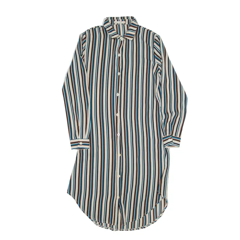 DEREK HEART Shirt Dress Cream Striped Long Sleeve Knee Length Womens UK 8