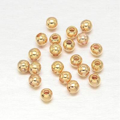 Real Gold Plated Brass Round Spacer Beads