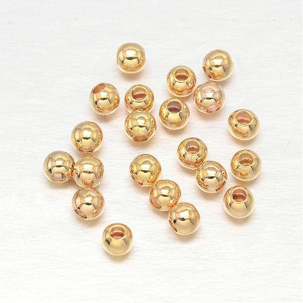 Real Gold Plated Brass Round Spacer Beads