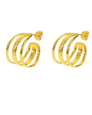 18K Gold Hoop Earrings - 3 in 1 C