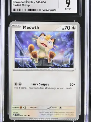 CGC 2024 Pokémon 9 ERROR Meowth Partial Crimp #048 Mint