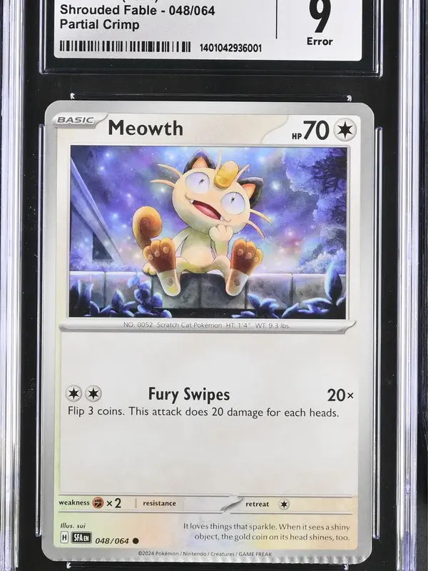 CGC 2024 Pokémon 9 ERROR Meowth Partial Crimp #048 Mint