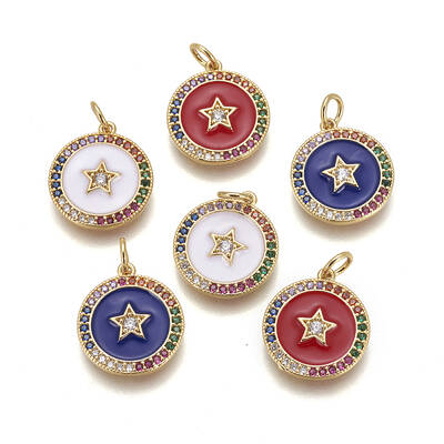 Brass Enamel Pentacle Pendants