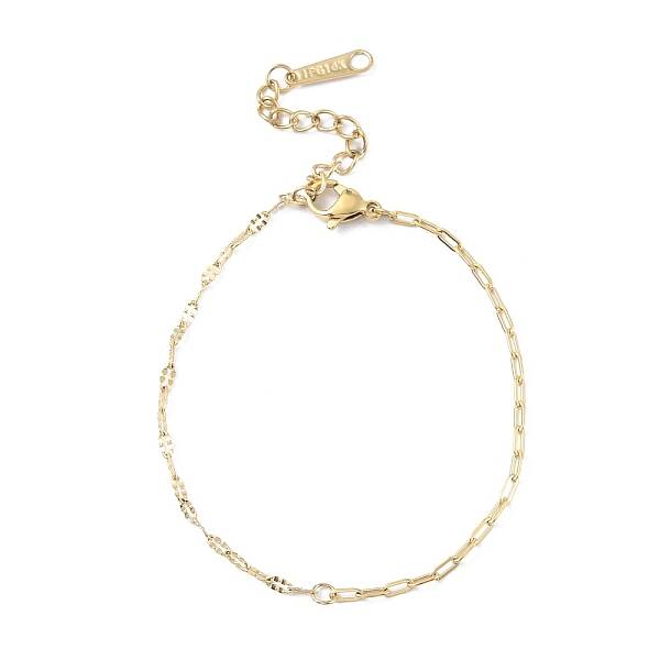 Ion Plating(IP) 304 Stainless Steel Cable & Dapped Chain Bracelets for Men Women