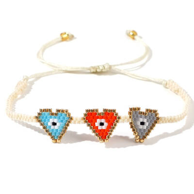 Colorful Heart Bracelet for Couples and Best Friends Handmade Beaded Eye