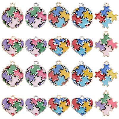 40Pcs 10 Style Alloy Enamel Pendants