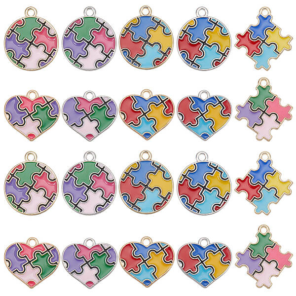40Pcs 10 Style Alloy Enamel Pendants