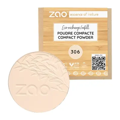 Zao Make Up Compact Powder Refill, 306 Porcelain (9 G)