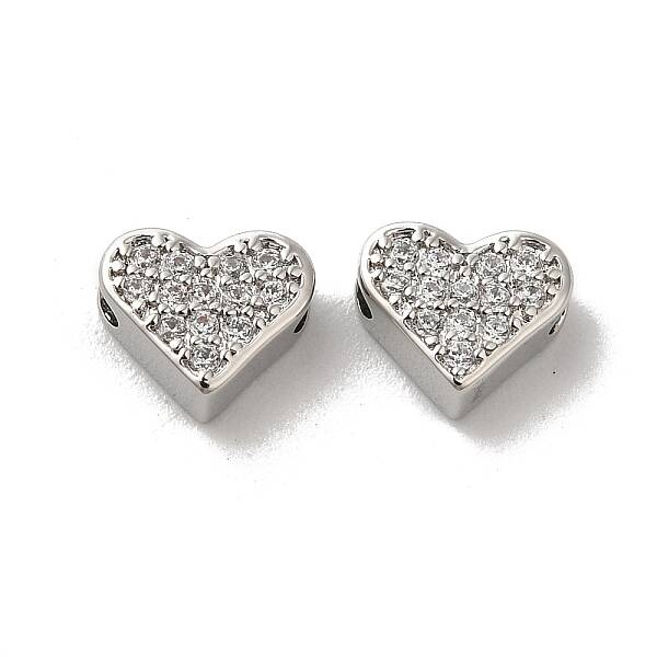 Brass Micro Pave Cubic Zirconia Beads