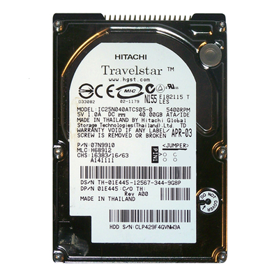 01E445 Dell 40GB 5400RPM IDE Ultra ATA/100 (ATA-6) 8MB Cache 2.5-Inch Hard Drive