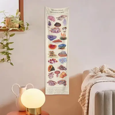 Mushroom Flower Butterfly Moon Phase Pattern Tapestry, Home Decor Accessories Psychedelic Wall Art Hanging Blanket, Wall Deco...