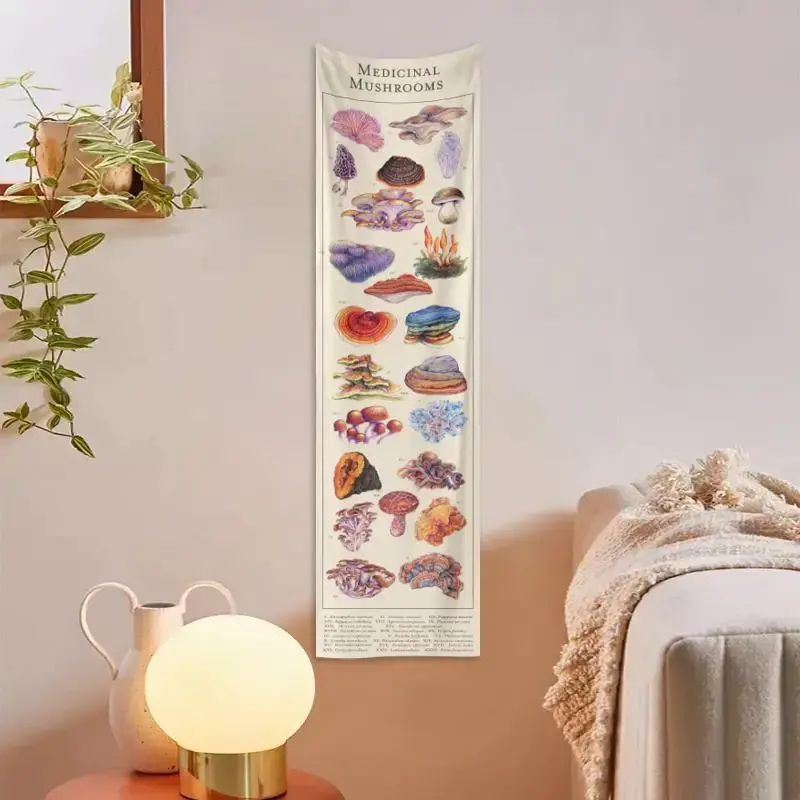 Mushroom Flower Butterfly Moon Phase Pattern Tapestry, Home Decor Accessories Psychedelic Wall Art Hanging Blanket, Wall Deco...