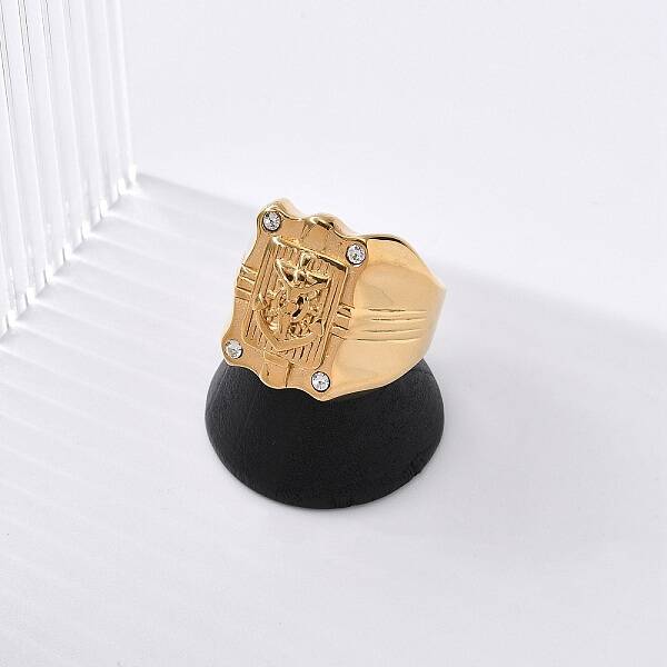 304 Stainless Steel Rhinestone Signet Rings