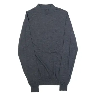 MASSIMO DUTTI Womens Jumper Grey High Neck Tight Knit L