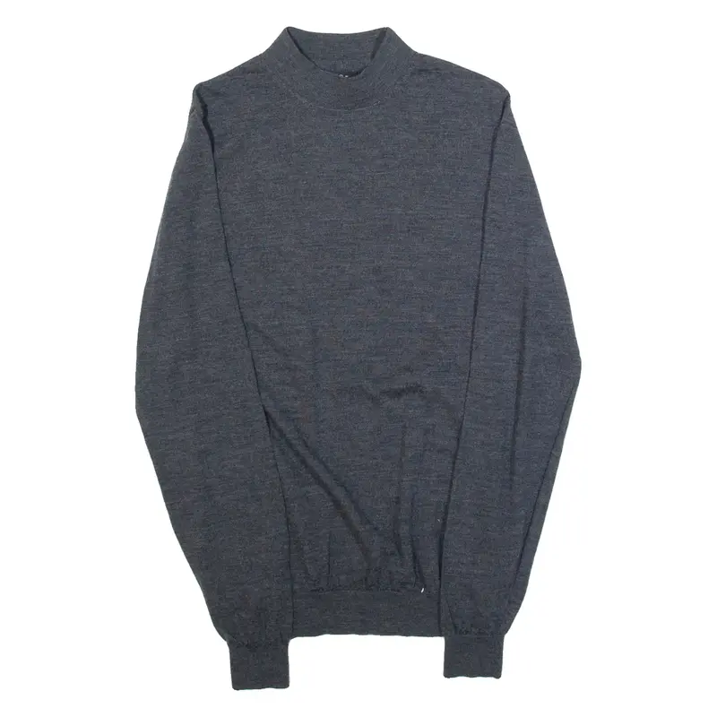 MASSIMO DUTTI Womens Jumper Grey High Neck Tight Knit L