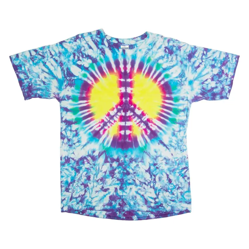 GILDAN Mens Tie Dye T-Shirt Blue L