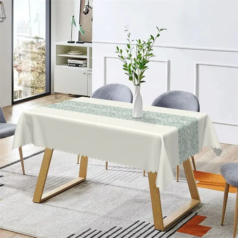 Mint Green Traditional Pattern Rectangle Tablecloth - Aperturee