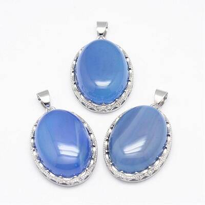 Natural Blue Agate Pendants