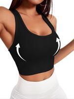 Women's Solid Wireless Sports Bra, Breathable Comfortable Sports Bra, Gym Clothes, Ladies Sportswear for Exercise Indoor Outd...