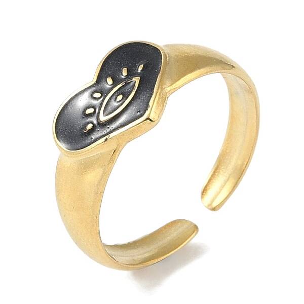 Ion Plating(IP) 304 Stainless Steel Enamel Heart with Eye Cuff Finger Rings