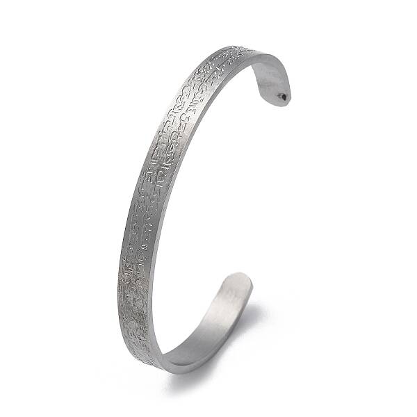 Non-Tarnish Carved Word Amulet 304 Stainless Steel Cuff Bangles