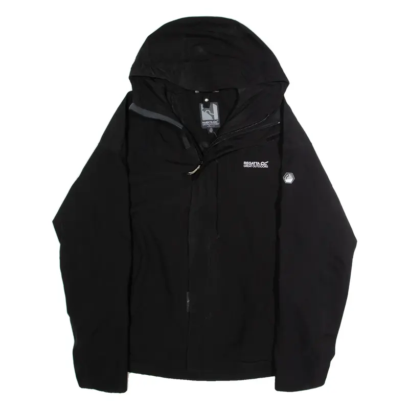 REGATTA Mens Rain Jacket Black Hooded M
