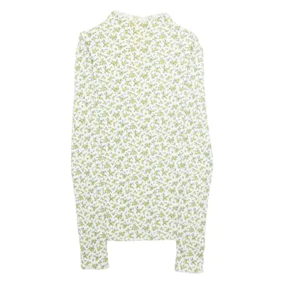 LEVI'S Womens Printed Blouse White High Neck Long Sleeve Floral XS