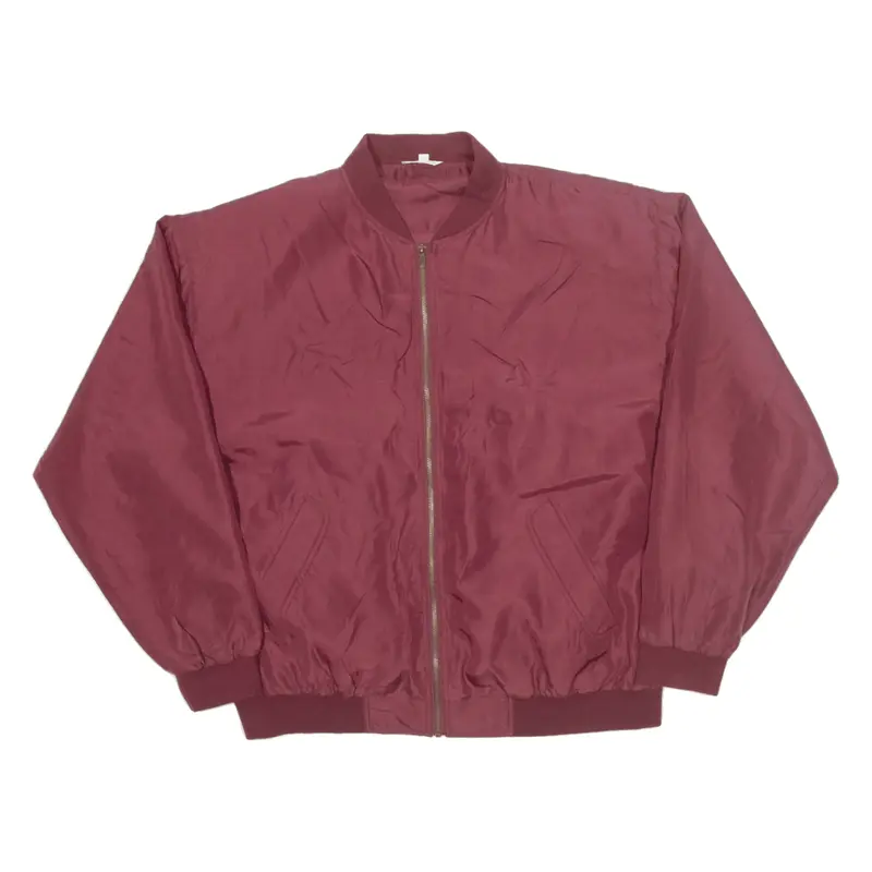 CLASSIC LINE Bomber Jacket Maroon Silk Mens XL